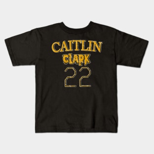 Caitlin clark (22) text vintage design on top Kids T-Shirt